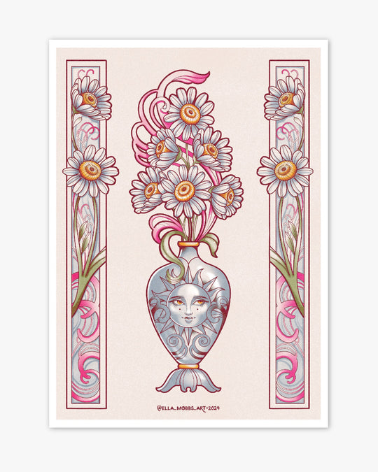 Daisy Vase Print - Ella Mobbs