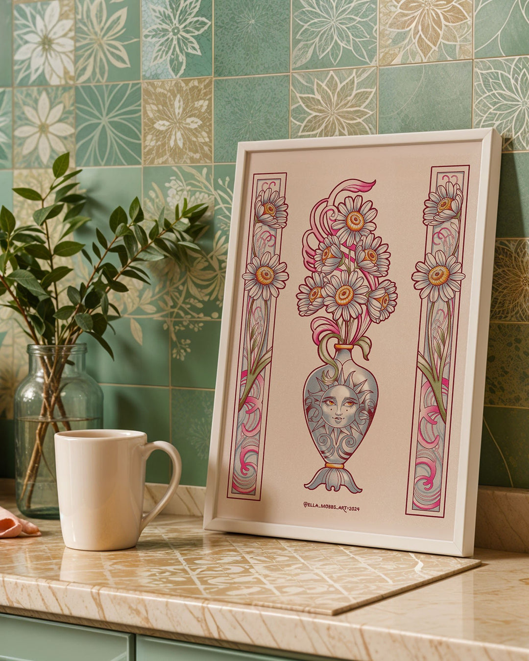 Daisy Vase Print - Ella Mobbs
