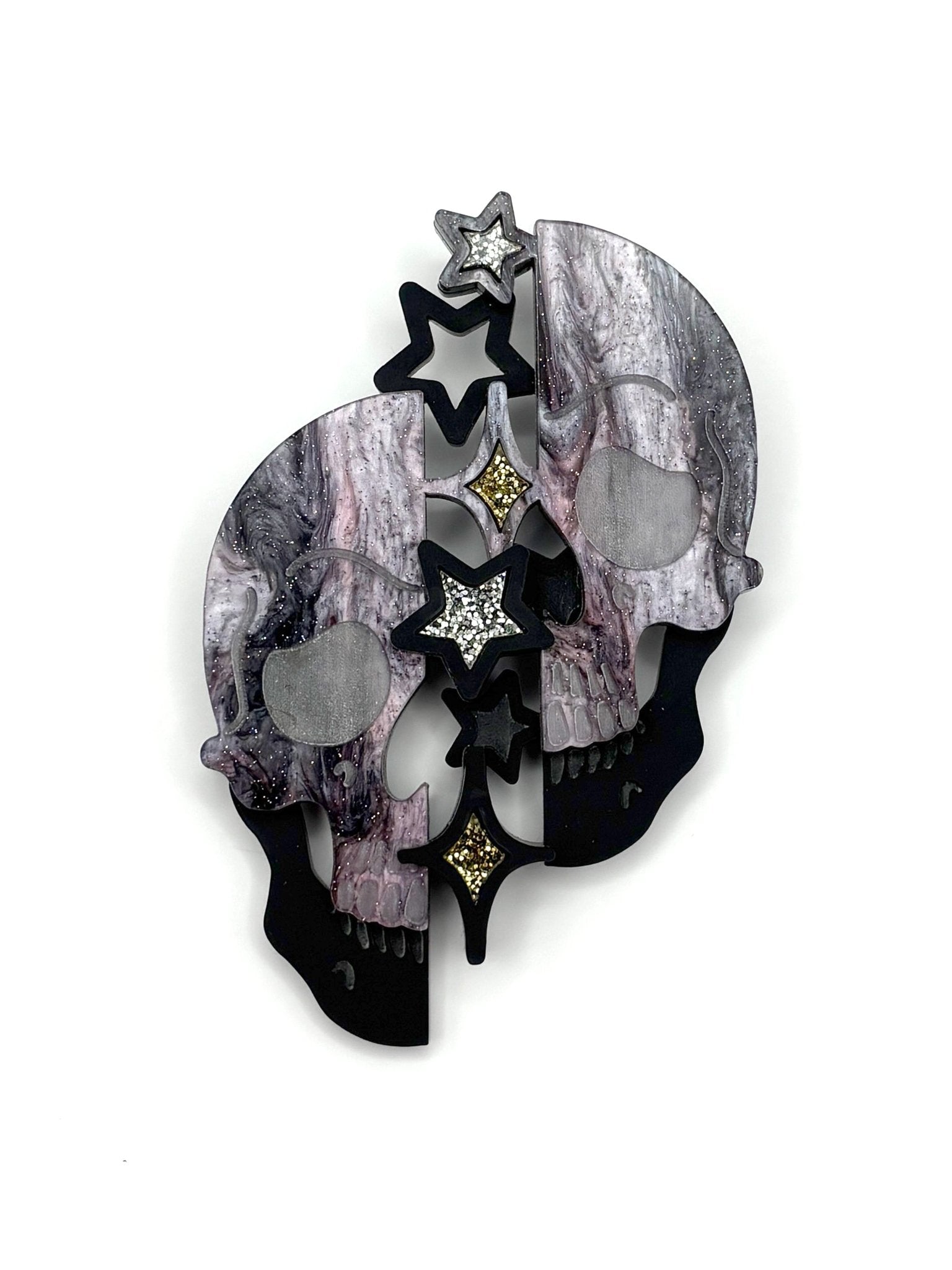 Dark Starry Night Skull Brooch - EllaMobbs