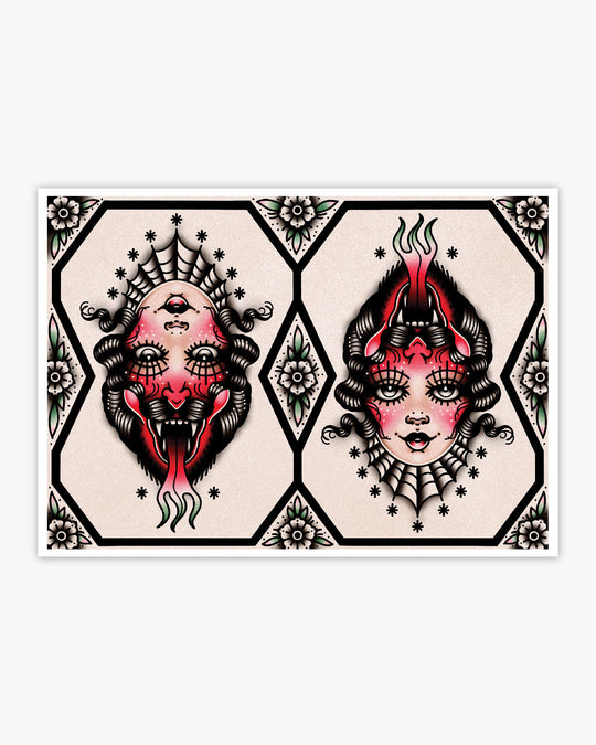 Devil Lady Head Print