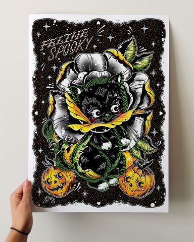 Feline Spooky Print - Ella Mobbs