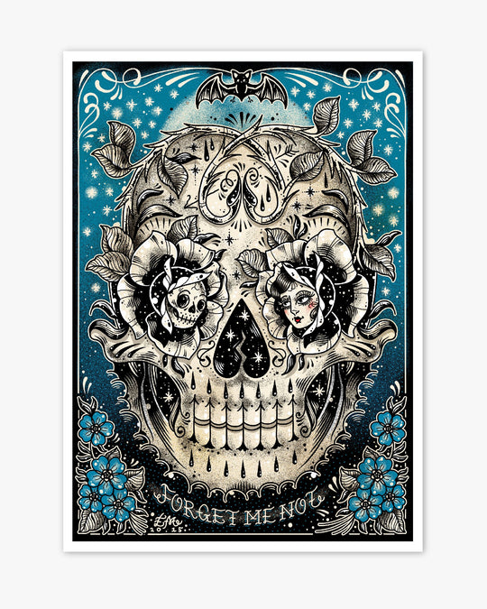 Forget Me Not Skull Print - Ella Mobbs