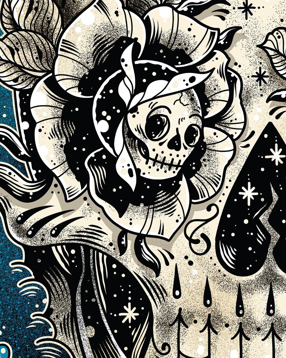 Forget Me Not Skull Print - EllaMobbs