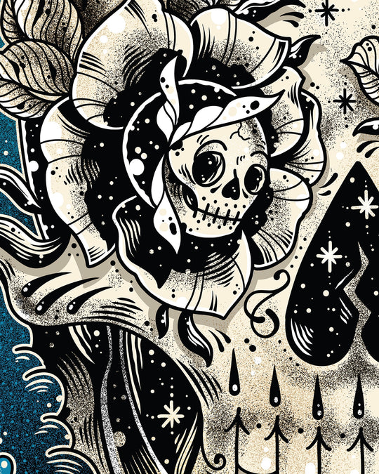 Forget Me Not Skull Print - EllaMobbs