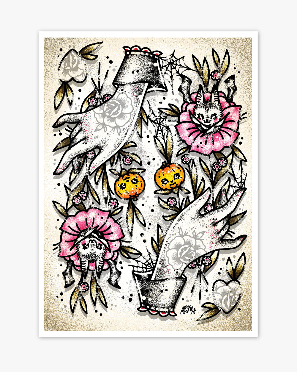 Halloween Blossoms Print
