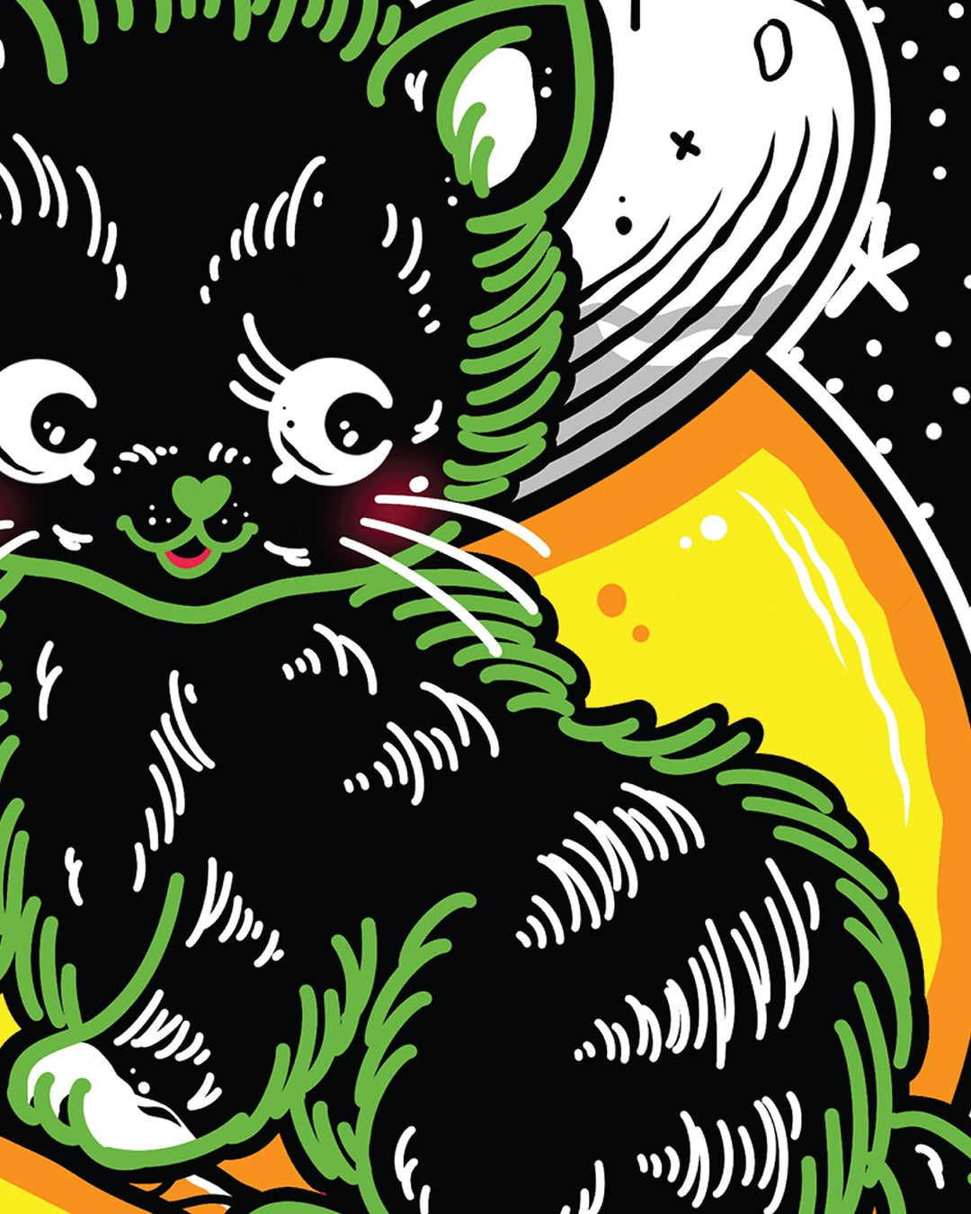 Halloween Cat on Broom Print - Ella Mobbs