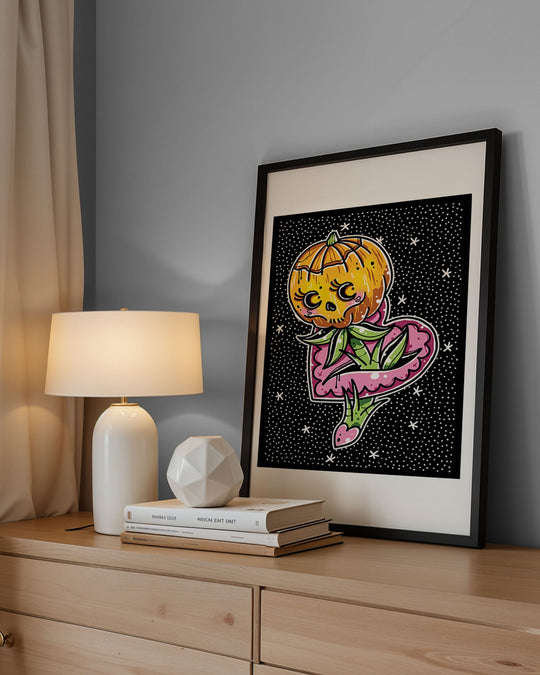 Halloween Jack O Lantern Flower Print - Ella Mobbs