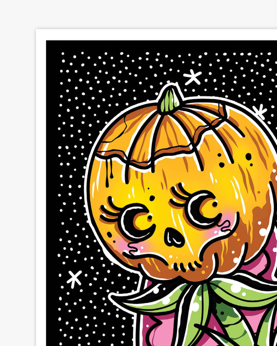 Halloween Jack O Lantern Flower Print - Ella Mobbs