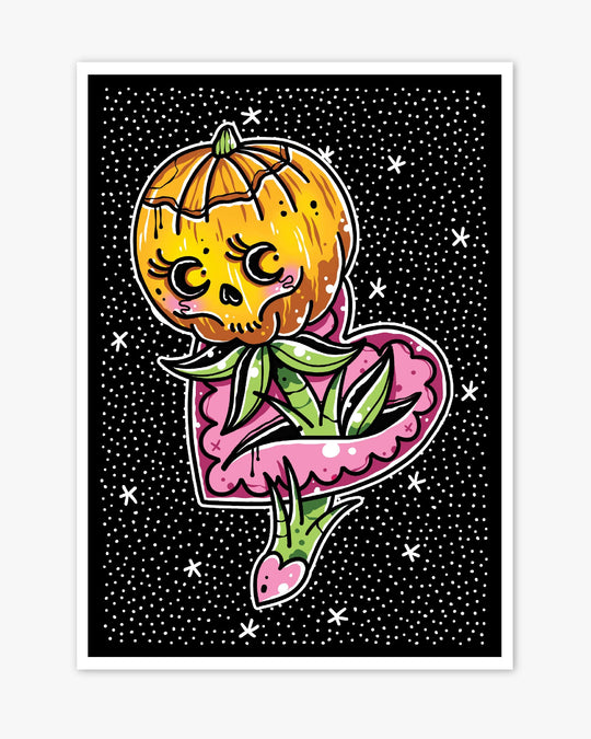 Halloween Jack O Lantern Flower Print - Ella Mobbs