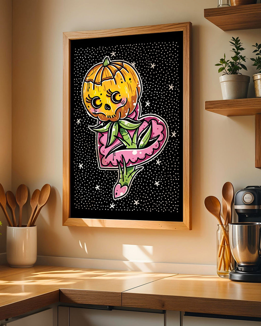 Halloween Jack O Lantern Flower Print - Ella Mobbs