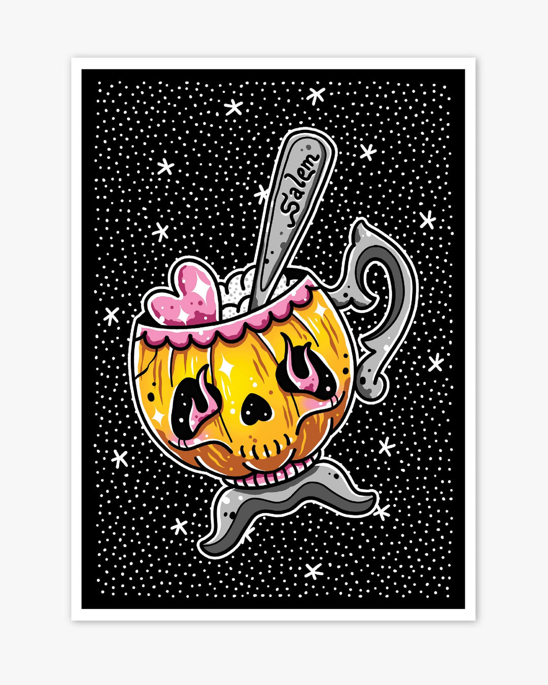 Halloween Jack O Lantern Teacup Print - Ella Mobbs