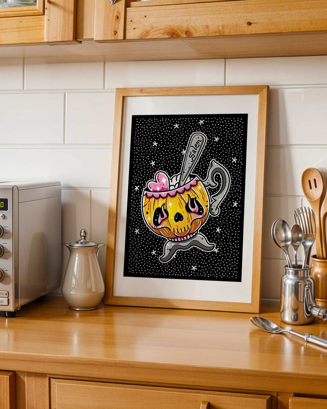 Halloween Jack O Lantern Teacup Print - Ella Mobbs