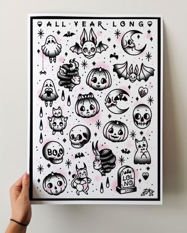 Halloween Tattoo Flash Print - Ella Mobbs