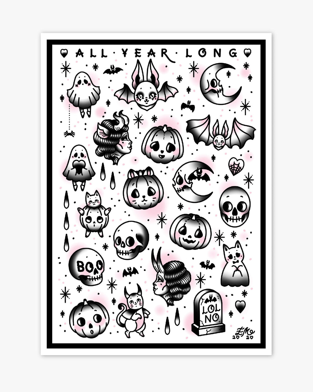 Halloween Tattoo Flash Print - Ella Mobbs
