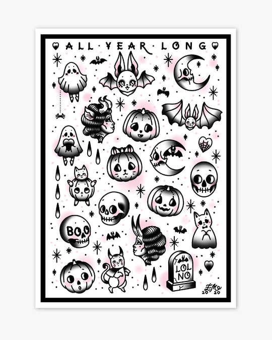 Halloween Tattoo Flash Print - Ella Mobbs