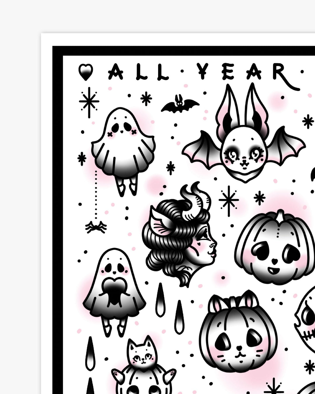 Halloween Tattoo Flash Print - Ella Mobbs