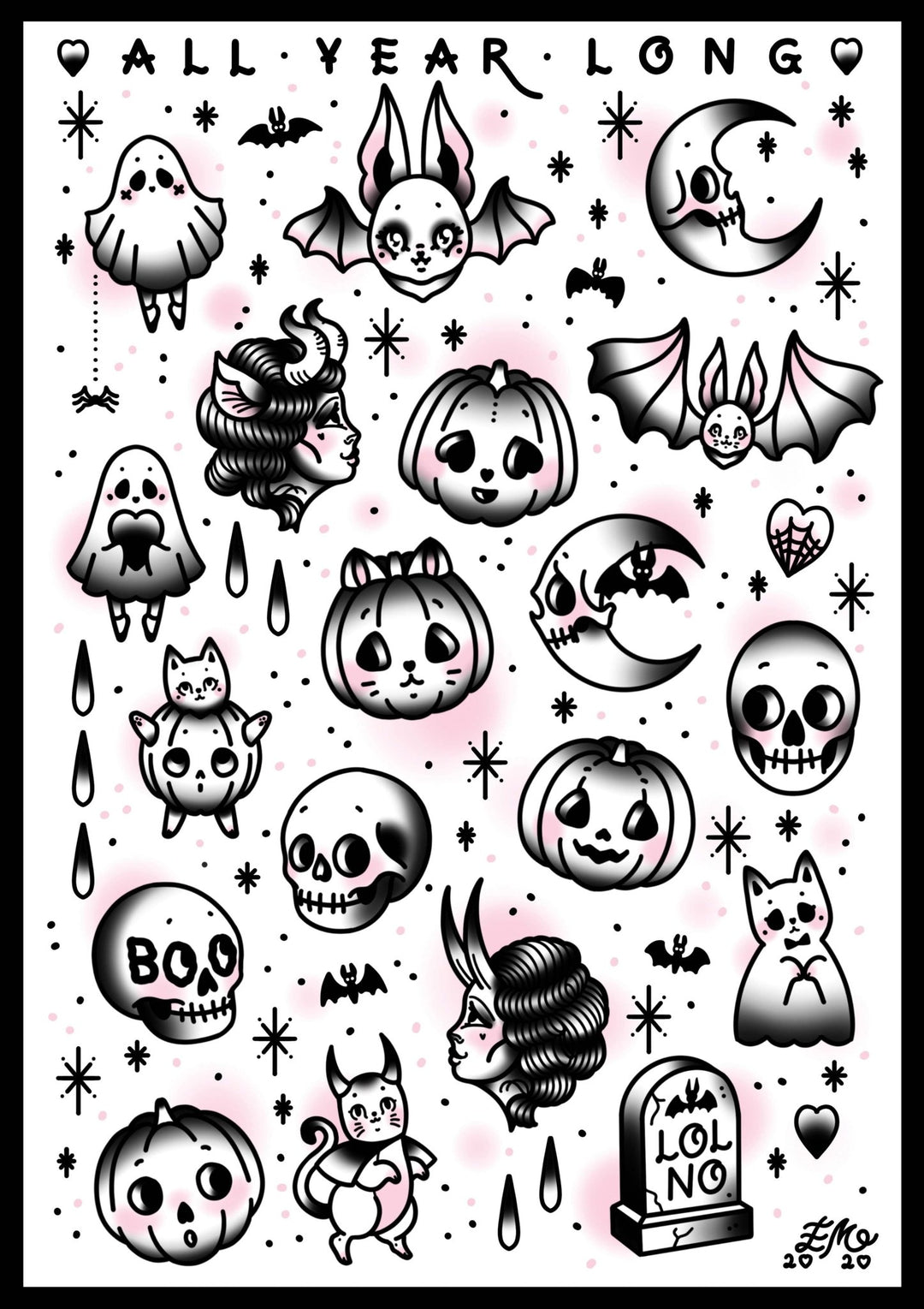Halloween Tattoo Flash Print - EllaMobbs