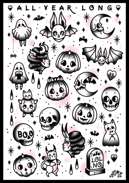 Halloween Tattoo Flash Print - EllaMobbs