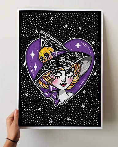 Halloween Witch Heart Print - Ella Mobbs