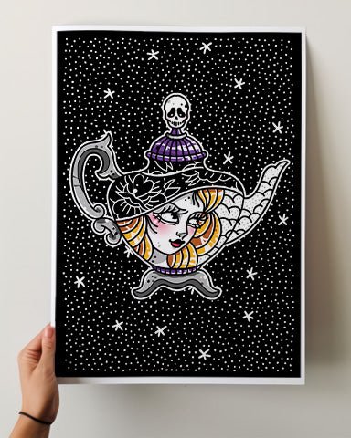 Halloween Witch Teapot Print - Ella Mobbs