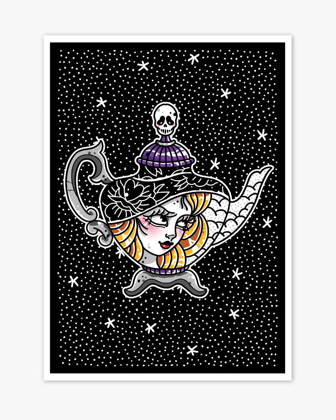 Halloween Witch Teapot Print - Ella Mobbs