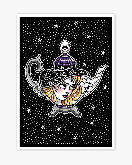 Halloween Witch Teapot Print - Ella Mobbs