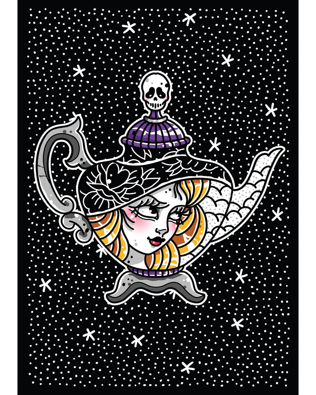 Halloween Witch Teapot Print - EllaMobbs