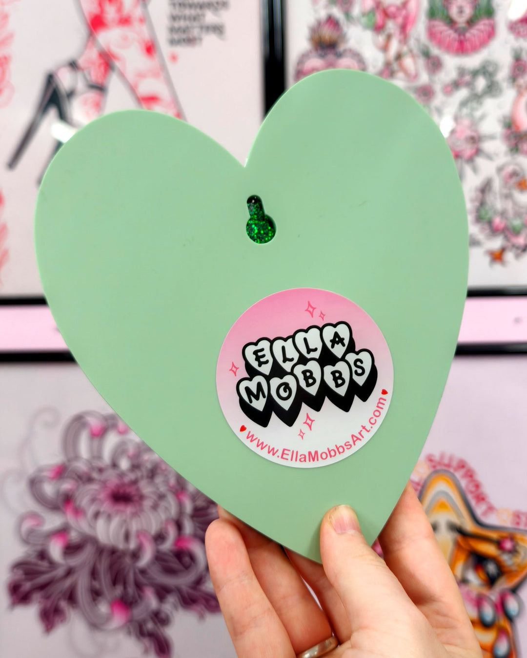 Heart Shelf (Glitter Green) - Ella Mobbs