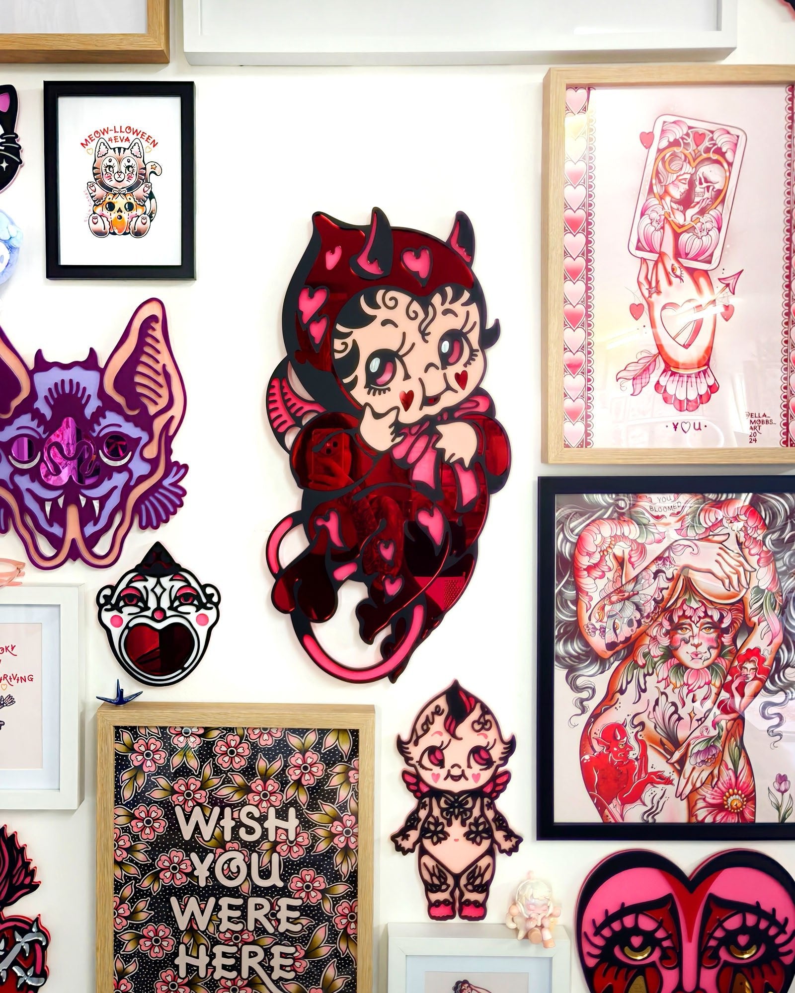 Kewpie Devil Large Wall Hanging Tattoo-Inspired Acrylic Wall Art
