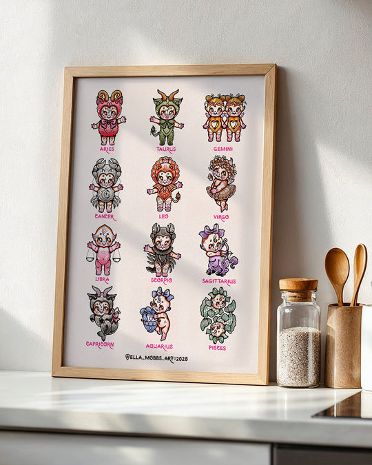 Kewpie Star Sign Print - Ella Mobbs