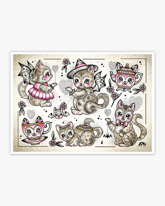 Kitten Teapots Print