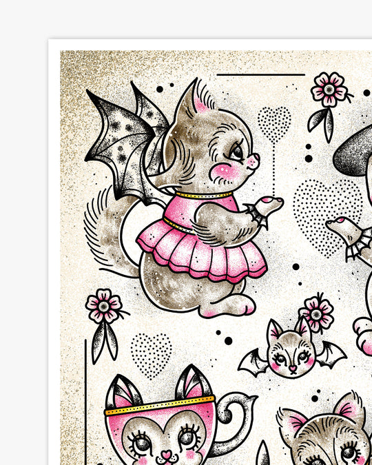 Kitten Teapots Print