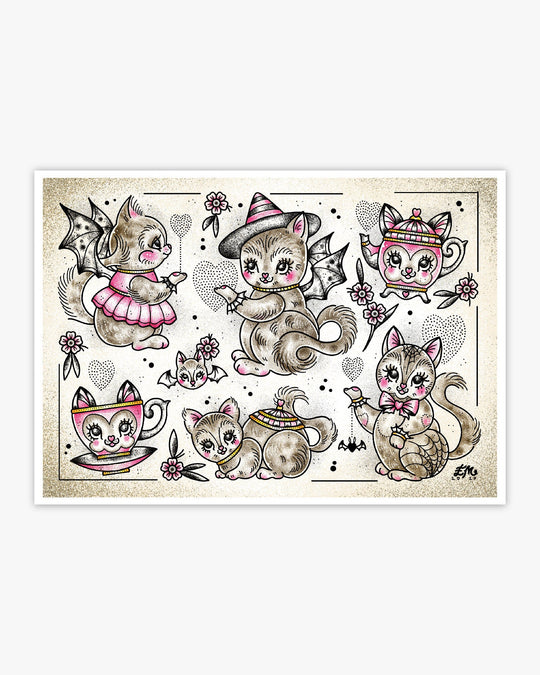 Kitten Teapots Print - Ella Mobbs