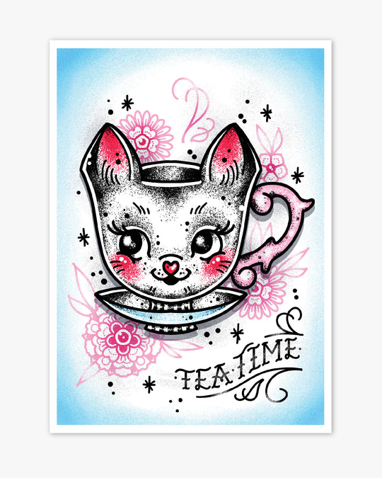 Kitty Teacup Print