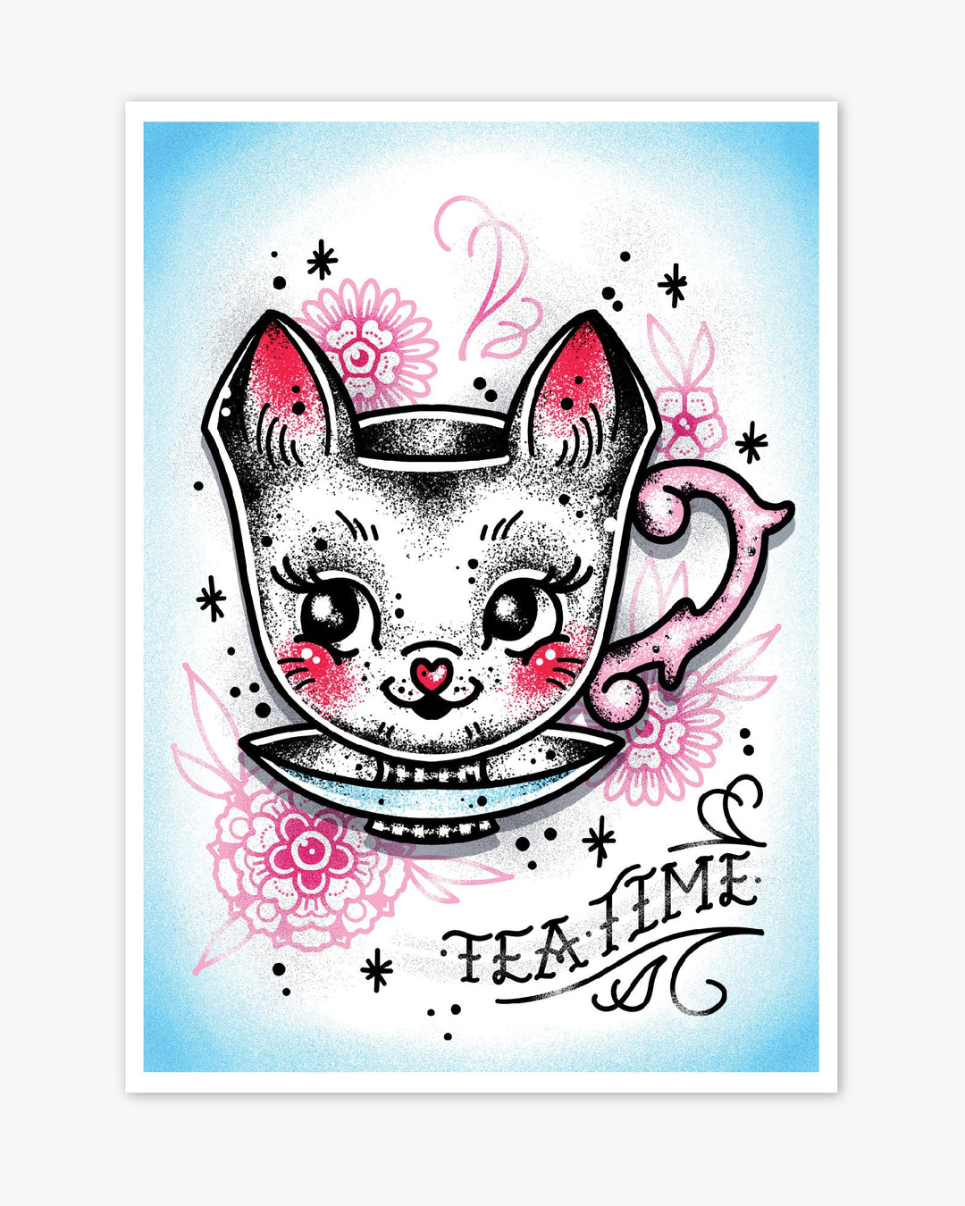 Kitty Teacup Print - Ella Mobbs