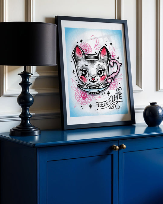 Kitty Teacup Print - Ella Mobbs