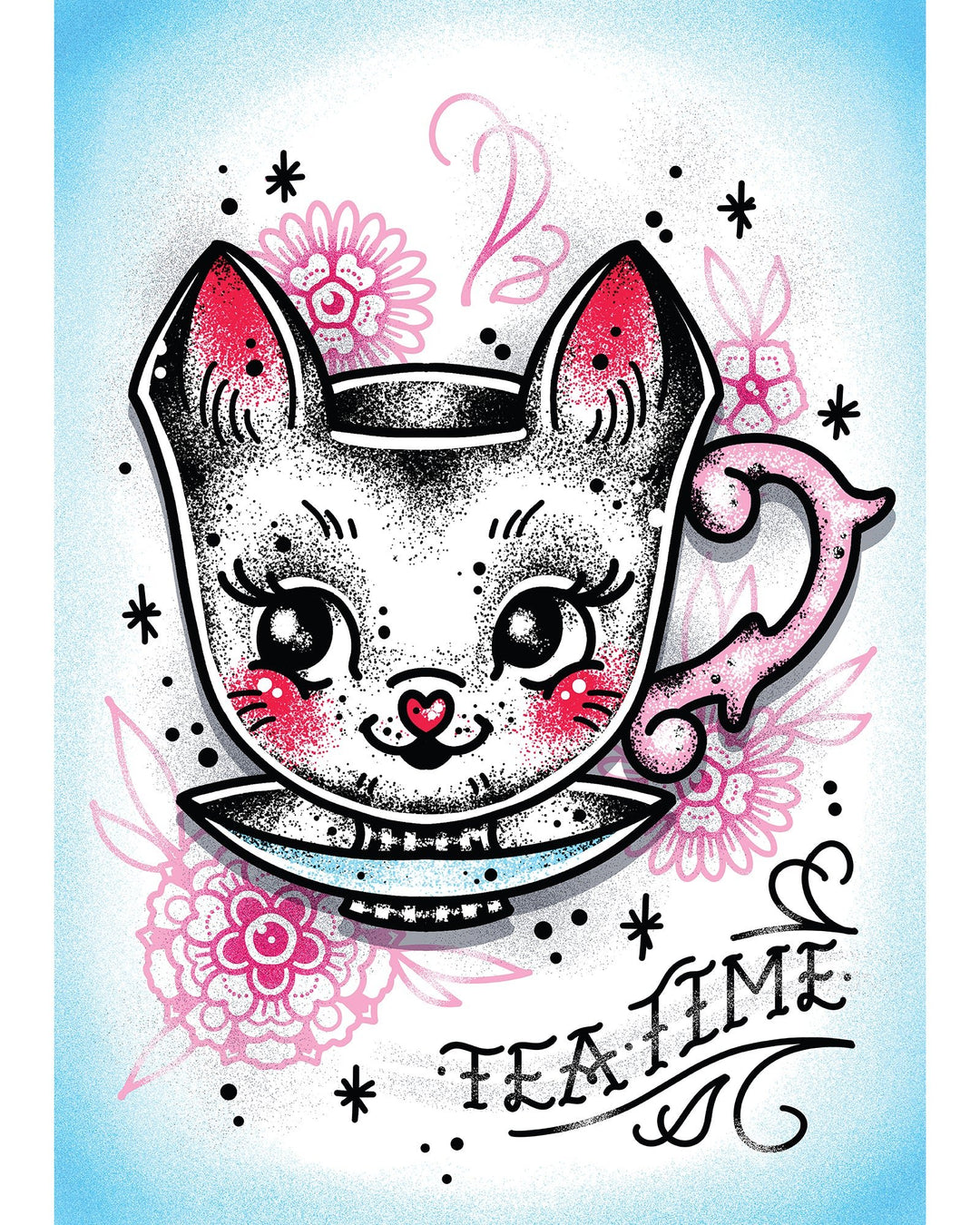 Kitty Teacup Print - EllaMobbs