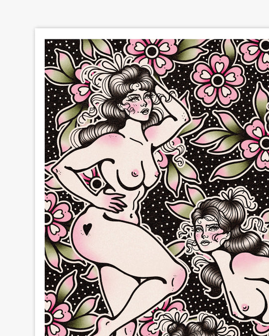 Ladies and Flowers Print - Ella Mobbs