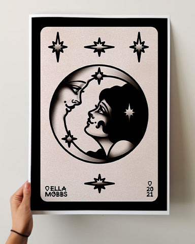 Lady and Moon Love Print