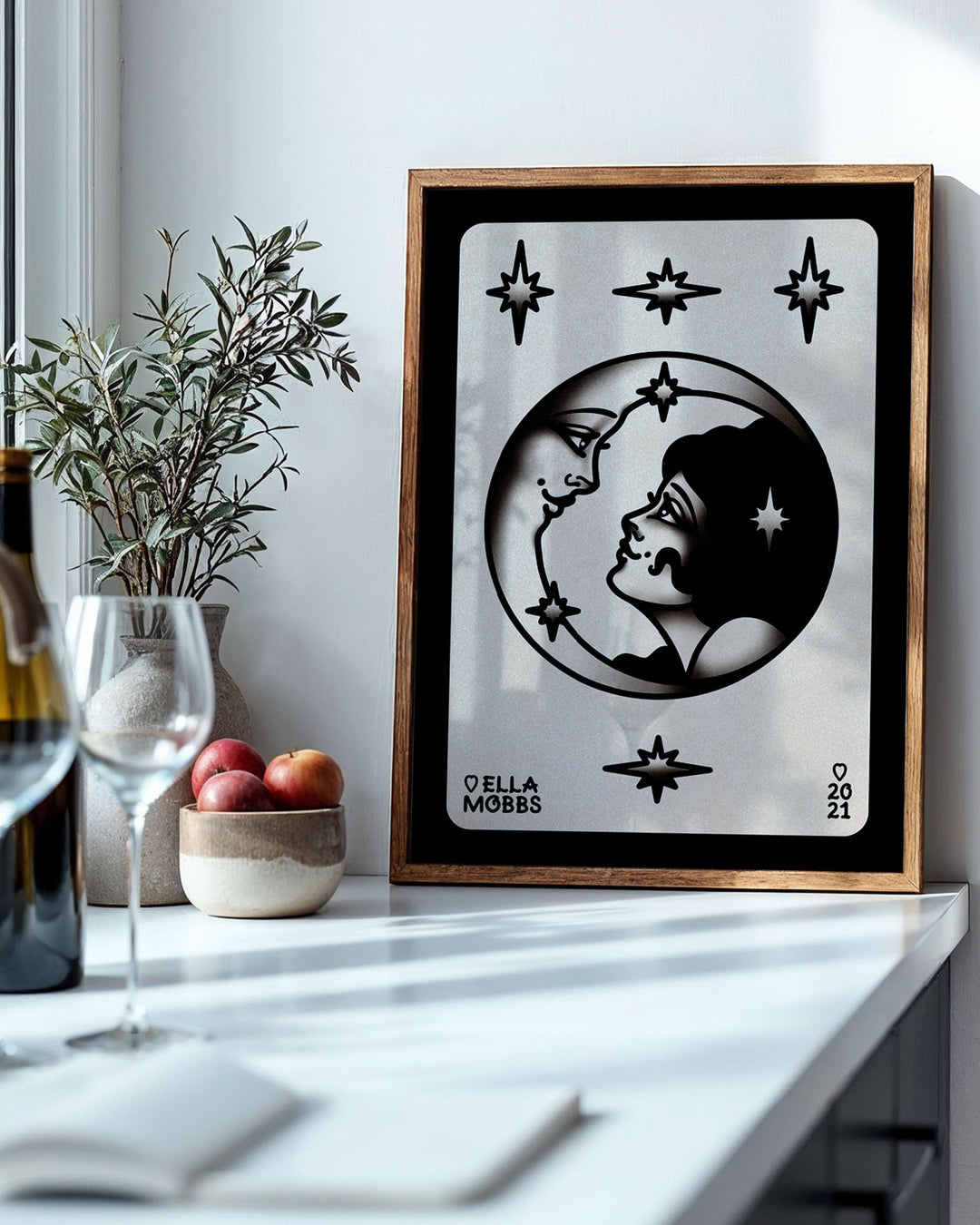 Lady and Moon Love Print