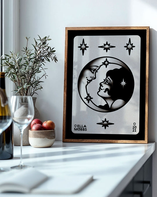 Lady and Moon Love Print - Ella Mobbs
