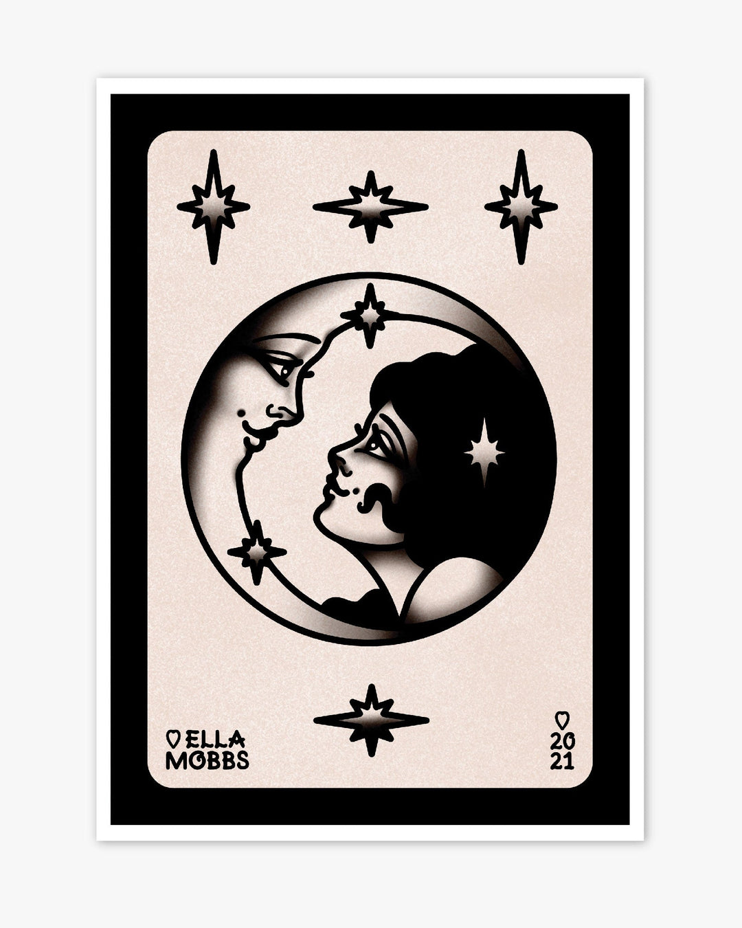 Lady and Moon Love Print - Ella Mobbs