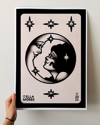 Lady and Moon Love Print - Ella Mobbs