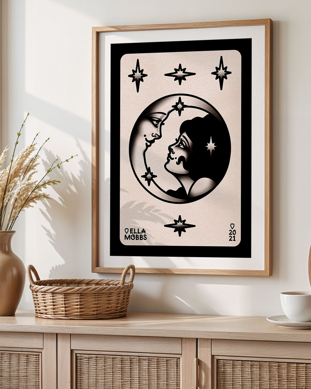 Lady and Moon Love Print - Ella Mobbs