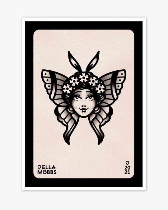 Lady Moth Head Print