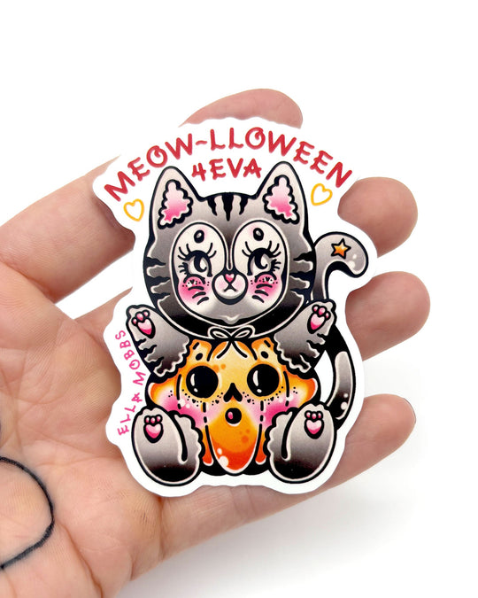 Meow - Lloween Sticker - Ella Mobbs