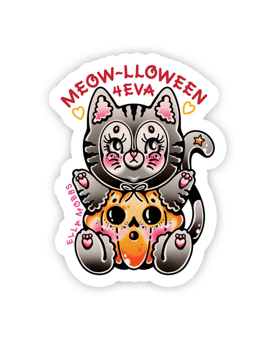 Meow - Lloween Sticker - Ella Mobbs