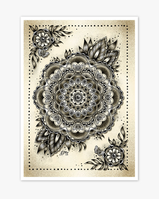 Moth Mandala Print