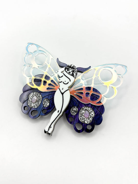 Moth Pin Up Fairy Girl Brooch - EllaMobbs