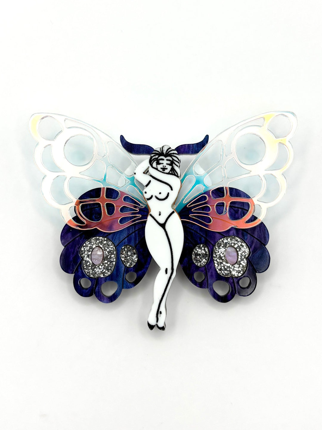 Moth Pin Up Fairy Girl Brooch - EllaMobbs